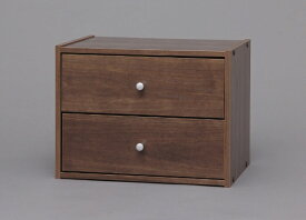 IRIS OHYAMA｜アイリスオーヤマ スタックボックス 引出付きタイプ（ブラウン/約幅40×奥行28.7×高さ30.5cm）