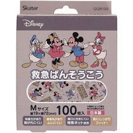 Skater｜スケーター 救急ばんそうこう Mサイズ 100枚入り ミッキー＆フレンズ ミッキー＆フレンズ QQB100