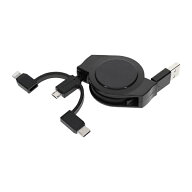 OWLTECH｜オウルテック 巻取りケーブル 3in1 Lightning＋USB Type-C＋microUSB 1m ブラック OWL-CBR2AMLC…