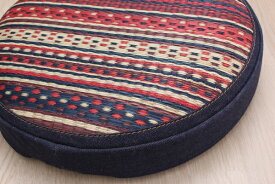 イケヒコ｜IKEHIKO い草デニムクッション マイル（40cm丸×厚み8cm/レッド） [40丸×8]