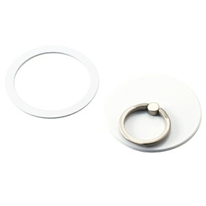 ELECOM|エレコム マグネットスマホリング 薄型 メタルプレート付属 ホワイト P-STRMKPSLWH