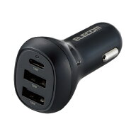 ELECOM｜エレコム シガーチャージャー USB Power Delivery18W+18W Type-C×1 USB-A×2 ブラック ブラック…