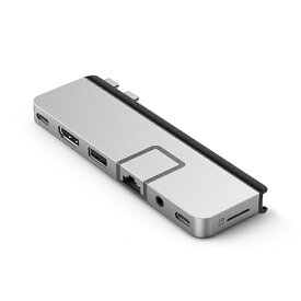 HYPER｜ハイパー MacBook Pro対応 USB-Cx2［USB-C オス→メス microSDカードスロット / HDMI / LAN / φ3.5mm / USB-A / USB-Cx2］USB PD対応 100W ドッキングステーション シルバー HP-HD575-S [USB Power Delivery対応]