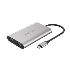 HYPER｜ハイパー 映像変換アダプタ [USB-C オス→メス HDMIx2 /USB-Cメス給電 /USB Power Delivery対応 /100W] 4K対応 スペースグレイ HP-HDM1