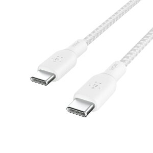 BELKIN�b�x���L�� USB-C to USB-C 2�d�ҍ����ϋv�i�C�����P�[�u�� 100W 2m �z���C�g CAB014BT2MWH [USB Power Delivery�Ή�]