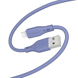 OWLTECH｜オウルテック シルキータッチでからまりにくい USB Type-A to Lightning ソフトシリコンケーブル アッシュブルー OWL-CBSAL10-AB