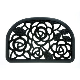 リッチェル｜Richell 玄関ラバーマットM ローズ柄 ブラック