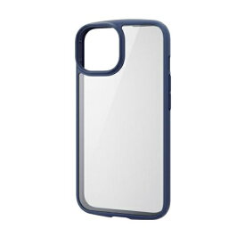 ELECOM｜エレコム iPhone 14 6.1インチ ハイブリッドケース/TOUGH SLIM LITE/フレームカラー/背面クリア/背面ガラス/ネイビー PM-A22ATSLFCGNV