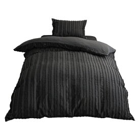 小栗｜OGURI メリーナイト 掛け布団カバー inico (イニコ) 「プリュイ」 チャコールグレー シングルロング 約150×210cm 洗いざらし カットフリル シンプル 洗える IN24053-02 チャコール IN24053-02 [シングルサイズ]