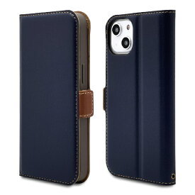 ラスタバナナ｜RastaBanana iPhone 14 / 13 (6.1インチ) 薄型手帳ケース サイドマグネット ネイビー×ブラウン 7015IP261BO