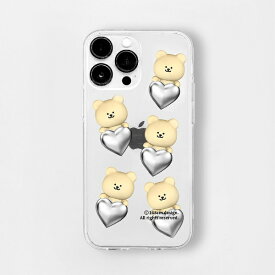 ROA｜ロア iPhone 14 Pro 6.1インチ ソフトクリアケース クマちゃんシルバーハート 168cm 16823831i14P