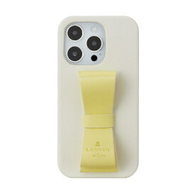 ランバン｜LANVIN LANVIN en Bleu - Slim Wrap Case Stand & Ring Ribbon for iPhone 14 Pro 3眼 [ Vintage White/Lemon Yellow ] LANVIN en Bleu ランバン　オン　ブルー