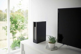 山崎実業｜Yamazaki 重ねられるスリム蓋付きルーター収納ケースロング スマート ブラック 05751