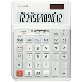 【エントリーで最大全額ポイント還元｜7/18迄】 CASIO｜カシオ 人間工学電卓 デスクタイプ・右手用 ホワイト DE-12D-WE-N [12桁]