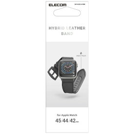 ELECOM｜エレコム Apple Watch用ハイブリッドレザーバンド（45/44/42mm） ブラック AW-45BDLHVBK