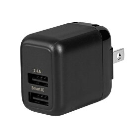 OWLTECH｜オウルテック AC充電器 ブラック OWL-AC12WA2-BK [2ポート /Smart IC対応]
