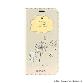 【エントリーで最大全額ポイント還元｜7/18迄】 HAMEE｜ハミィ [iPhone 13専用]PEANUTS/ピーナッツ/フリップ窓付きダイアリーケース スヌーピー/フラワー 669-940020