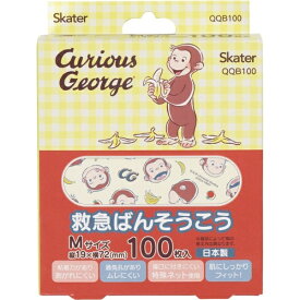 Skater｜スケーター 救急ばんそうこう Mサイズ 100枚入 おさるのジョージ QQB100