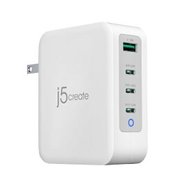 j5 create｜ジェイファイブクリエイト GaN USB4ポート急速充電器 PD130W対応 ホワイト JUP43130 [4ポート /USB Power Delivery対応 /GaN(窒化ガリウム) 採用]