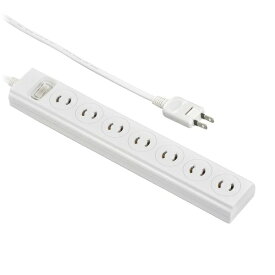 オーム電機｜OHM ELECTRIC 抜け止めOAタップ2ピンプラグ対応雷ガード7個口3m HS-TKL732PB3-W [3.0m /7個口 /スイッチ付き（一括）]