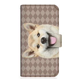 CaseMarket｜ケースマーケット CaseMarket YAL-L21 スリム手帳型ケース ZAKKA ZOO ノート キュート つぶらな瞳 柴犬 ワンワン フレンチ ダイヤ柄 ブラウン YAL-L21-BCM2S2822-78