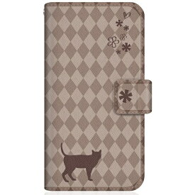 CaseMarket｜ケースマーケット NYAGO iPhone12mini スリム手帳型ケース NYAGO ノート フレンチ フラワー ダイアリー キャット シルエット ダイヤ柄 & なんだにゃ？ チョコレート iPhone12mini-BNG2S2455-78