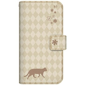 CaseMarket｜ケースマーケット NYAGO iPhone12mini スリム手帳型ケース NYAGO ノート フレンチ フラワー ダイアリー キャット シルエット ダイヤ柄 & てくてくお散歩だにゃん クリーム iPhone12mini-BNG2S2462-78