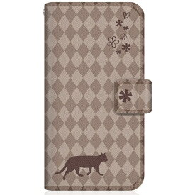 CaseMarket｜ケースマーケット NYAGO iPhone12mini スリム手帳型ケース NYAGO ノート フレンチ フラワー ダイアリー キャット シルエット ダイヤ柄 & てくてくお散歩だにゃん チョコレート iPhone12mini-BNG2S2463-78