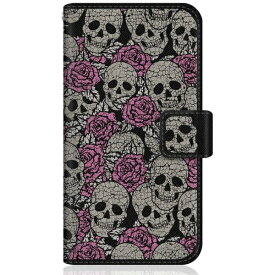 CaseMarket｜ケースマーケット CaseMarket SHG02 スリム手帳型ケース スカル & ローズ ロックテイスト ダメージ SHG02-BCM2S2033-78