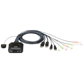 ATEN｜エーテン ATEN　KVMスイッチ　2ポート／USB／DisplayPort／ケーブル型（ワイヤードリモコン付） CS22DP 【メーカー直送・代金引換不可・時間指定・返品不可】
