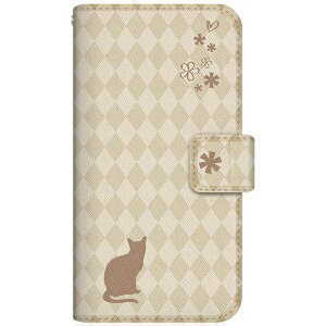CaseMarket|ケースマーケット NYAGO SC-52B スリム手帳型ケース NYAGO ノート フレンチ フラワー ダイアリー キャット シルエット ダイヤ柄 & おすましだにゃん。 クリーム SC-52B-BNG2S2458-78