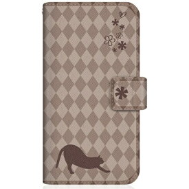 CaseMarket｜ケースマーケット NYAGO SHG02 スリム手帳型ケース NYAGO ノート フレンチ フラワー ダイアリー キャット シルエット ダイヤ柄 & のびのび？！ チョコレート SHG02-BNG2S2457-78