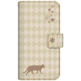 CaseMarket｜ケースマーケット NYAGO SHG02 スリム手帳型ケース NYAGO ノート フレンチ フラワー ダイアリー キャット シルエット ダイヤ柄 & てくてくお散歩だにゃん クリーム SHG02-BNG2S2462-78