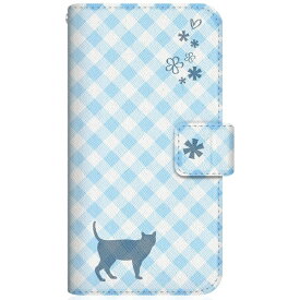 CaseMarket｜ケースマーケット NYAGO SM-G9910 スリム手帳型ケース NYAGO ノート サマー フラワー ダイアリー キャット シルエット - ブルー チェッククロス柄 & なんだにゃ？ SM-G9910-BNG2S2671-78