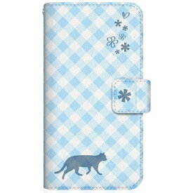 CaseMarket｜ケースマーケット NYAGO SM-G9910 スリム手帳型ケース NYAGO ノート サマー フラワー ダイアリー キャット シルエット - ブルー チェッククロス柄 & てくてくお散歩 SM-G9910-BNG2S2675-78