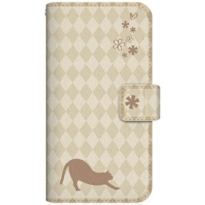 CaseMarket|ケースマーケット NYAGO SO-41B スリム手帳型ケース NYAGO ノート フレンチ フラワー ダイアリー キャット シルエット ダイヤ柄 & のびのび?! クリーム SO-41B-BNG2S2456-78