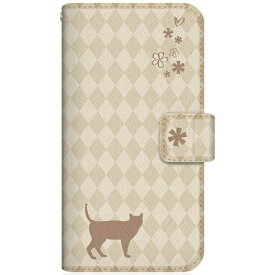 CaseMarket｜ケースマーケット NYAGO SHG04 スリム手帳型ケース NYAGO ノート フレンチ フラワー ダイアリー キャット シルエット ダイヤ柄 & なんだにゃ？ クリーム SHG04-BNG2S2454-78