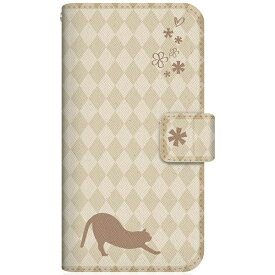 CaseMarket｜ケースマーケット NYAGO SHG04 スリム手帳型ケース NYAGO ノート フレンチ フラワー ダイアリー キャット シルエット ダイヤ柄 & のびのび？！ クリーム SHG04-BNG2S2456-78