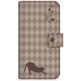 CaseMarket｜ケースマーケット NYAGO SHG04 スリム手帳型ケース NYAGO ノート フレンチ フラワー ダイアリー キャット シルエット ダイヤ柄 & のびのび？！ チョコレート SHG04-BNG2S2457-78
