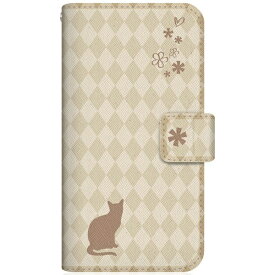CaseMarket｜ケースマーケット NYAGO SHG04 スリム手帳型ケース NYAGO ノート フレンチ フラワー ダイアリー キャット シルエット ダイヤ柄 & おすましだにゃん。 クリーム SHG04-BNG2S2458-78
