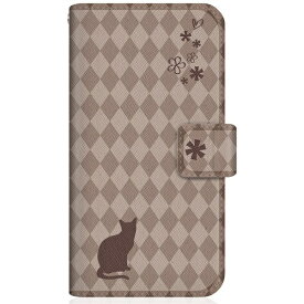 CaseMarket｜ケースマーケット NYAGO SHG04 スリム手帳型ケース NYAGO ノート フレンチ フラワー ダイアリー キャット シルエット ダイヤ柄 & おすましだにゃん。 チョコレート SHG04-BNG2S2459-78