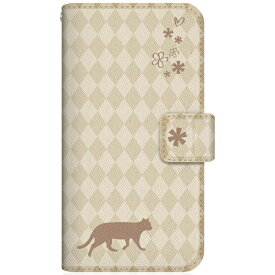CaseMarket｜ケースマーケット NYAGO SHG04 スリム手帳型ケース NYAGO ノート フレンチ フラワー ダイアリー キャット シルエット ダイヤ柄 & てくてくお散歩だにゃん クリーム SHG04-BNG2S2462-78