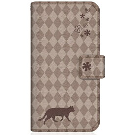 CaseMarket｜ケースマーケット NYAGO SHG04 スリム手帳型ケース NYAGO ノート フレンチ フラワー ダイアリー キャット シルエット ダイヤ柄 & てくてくお散歩だにゃん チョコレート SHG04-BNG2S2463-78