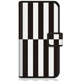CaseMarket｜ケースマーケット CaseMarket XQ-BT44 スリム手帳型ケース 北欧 モダン モノトーン クロス パターン Black & White XQ-BT44-BCM2S2113-78
