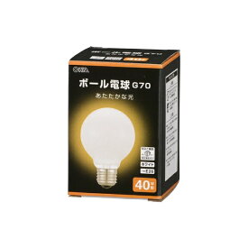 オーム電機｜OHM ELECTRIC ボール電球 E26 40W形 G70 ホワイト LB-G7640K-WN [E26 /ボール電球形 /40W相当 /電球色 /1個 /全方向タイプ]