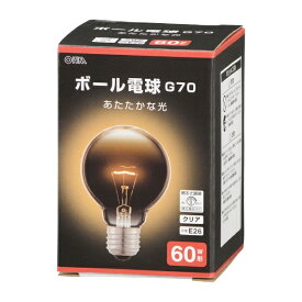 オーム電機｜OHM ELECTRIC ボール電球 E26 60W形 G70 クリア LB-G7660K-CN [E26 /ボール電球形 /60W相当 /電球色 /1個 /全方向タイプ]
