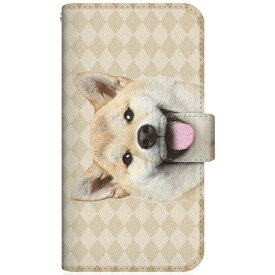 CaseMarket｜ケースマーケット CaseMarket SH-54B スリム手帳型ケース ZAKKA ZOO ノート キュート つぶらな瞳 柴犬 ワンワン フレンチ ダイヤ柄 ベージュ SH-54B-BCM2S2821-78