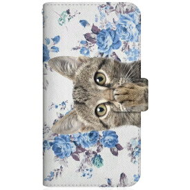 CaseMarket｜ケースマーケット NYAGO SH-M19 スリム手帳型ケース NYAGO ノート キュート 肉球をペロペロするにゃ〜。 サマー フラワー だにゃ〜。 ブルー SH-M19-BNG2S2453-78
