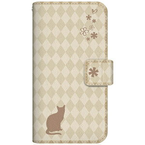 CaseMarket|ケースマーケット NYAGO SO-53B スリム手帳型ケース NYAGO ノート フレンチ フラワー ダイアリー キャット シルエット ダイヤ柄 & おすましだにゃん。 クリーム SO-53B-BNG2S2458-78