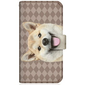CaseMarket｜ケースマーケット CaseMarket GB17L スリム手帳型ケース ZAKKA ZOO ノート キュート つぶらな瞳 柴犬 ワンワン フレンチ ダイヤ柄 ブラウン GB17L-BCM2S2822-78